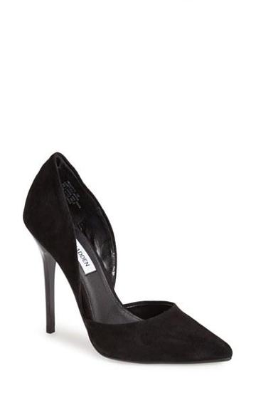 Women's Steve Madden 'varcityy' Suede Pointy Toe Pump Black Suede