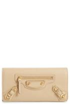 Women's Balenciaga Metallic Edge Leather Wallet - Beige
