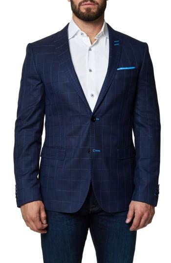 Men's Maceoo Descarte Windowpane Sport Coat (s) - Blue