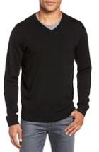 Men's Nordstrom Men's Shop Regular Fit Merino Wool V-neck Sweater - Black
