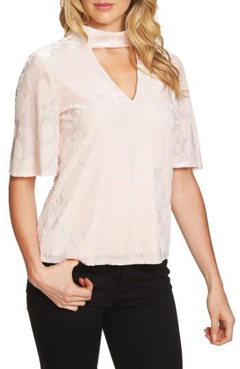 Women's 1.state Velvet Burnout Choker Top - Pink