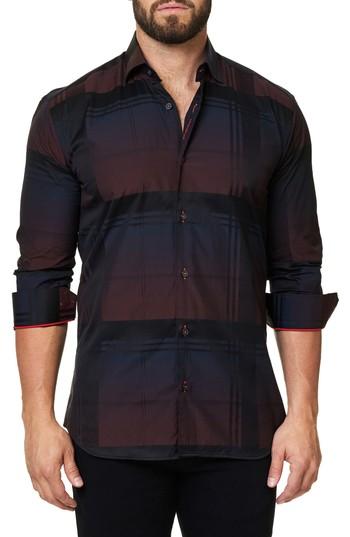 Men's Maceoo Trim Fit Plaid Sport Shirt (m) - Black