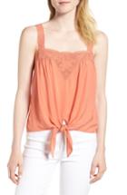 Women's Hinge Lace Trim Tie Front Camisole, Size - Coral