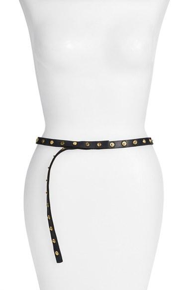 Women's Ada 'cala' Studded Skinny Leather Belt, Size - Black