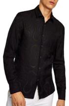 Men's Topman Slim Fit Sheer Swirl Shirt - Black
