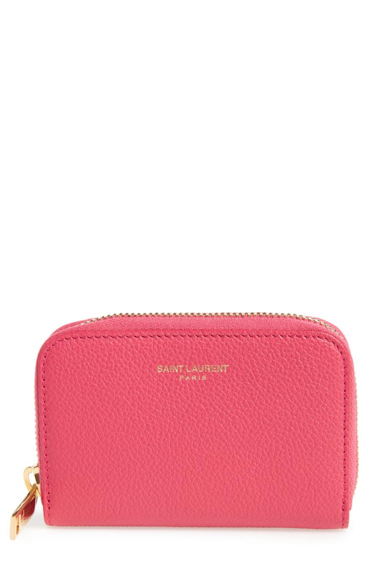 Women's Saint Laurent Zip Around Calfskin Leather Wallet -