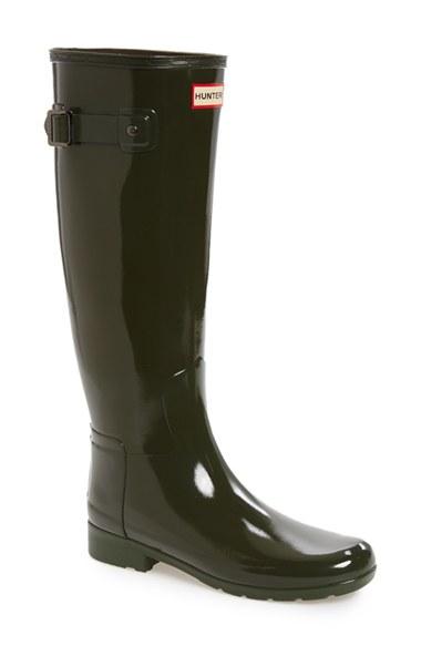 Women's Hunter 'original Refined' High Gloss Rain Boot M - Green