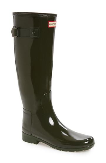 Women's Hunter 'original Refined' High Gloss Rain Boot M - Green