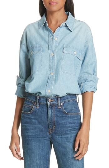 Women's Vince Cotton Chambray Shirt - Blue