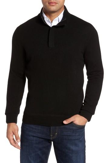 Men's Monte Rosso Cashmere Quarter Zip Sweater, Size - Black