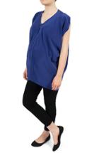 Women's Kinwolfe Crepe De Chine Maternity/nursing Tunic - Blue