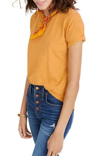 Women's Madewell 'whisper' Cotton Crewneck Tee, Size - Yellow