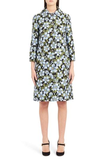Women's Dolce & Gabbana Dg Button Floral Jacquard Coat Us / 42 It - Blue