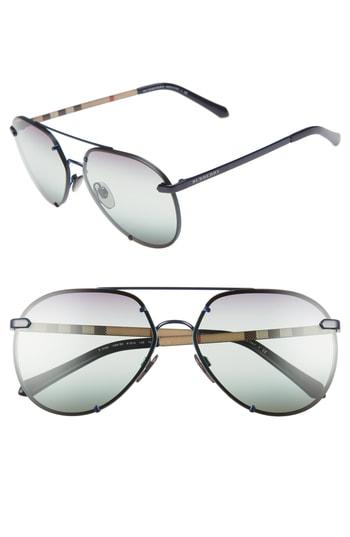 Women's Burberry Trench 61mm Aviator Sunglasses - Blue/ Violet Gradient