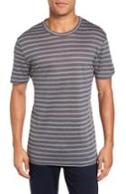 Men's Slate & Stone Stripe Linen T-shirt, Size - Grey