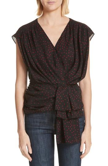 Women's Magda Butrym Polka Dot Silk Gathered Blouse Us / 34 Fr - Black
