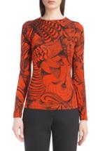 Women's Dries Van Noten Tattoo Print Fitted Knit Top - Coral