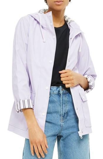 Women's Topshop Maisie Rain Mac Jacket Us (fits Like 0-2) - Purple