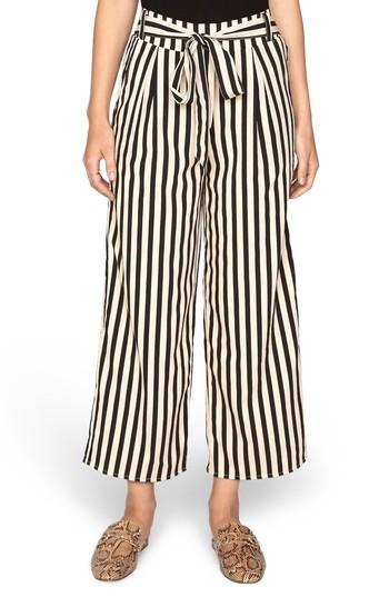Women's Amuse Society Stripe Crop Wide Leg Pants - Black