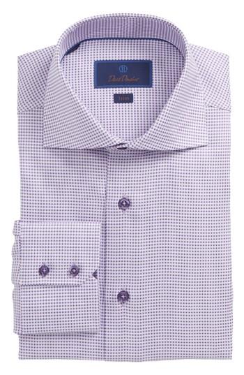 Men's David Donahue Trim Fit Dobby Dress Shirt - 32/33 - Purple
