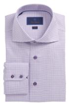 Men's David Donahue Trim Fit Dobby Dress Shirt - 32/33 - Purple