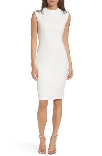 Women's Vince Camuto Beaded Sheath Dress - Ivory