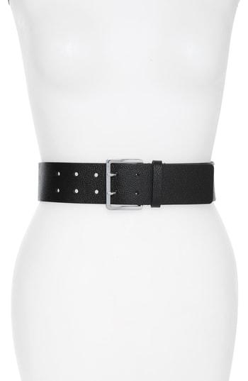 Women's Michael Michael Kors Suede Fringe Leather Belt - Black/ Pol Silver