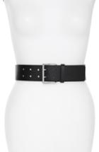 Women's Michael Michael Kors Suede Fringe Leather Belt - Black/ Pol Silver
