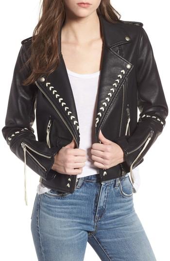 Women's Blanknyc Whipstitched Faux Leather Moto Jacket - Black