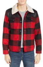 Men's Penfield Flatrock Buffalo Check Jacket With Faux Shearling Collar & Lining, Size - Red