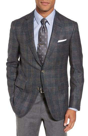 Men's Pal Zileri Classic Fit Plaid Wool Sport Coat Us / 52 Eu R - Grey