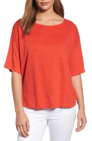 Women's Eileen Fisher Organic Linen Jersey Boxy Top - Red