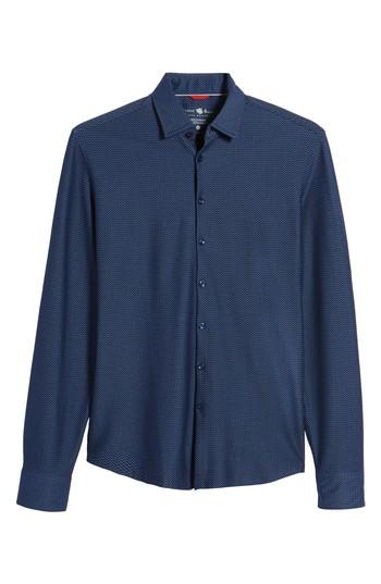 Men's Stone Rose Contemporary Fit Chevron Tech Knit Sport Shirt (m) - Blue