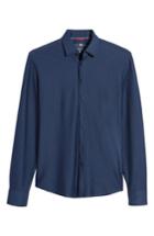 Men's Stone Rose Contemporary Fit Chevron Tech Knit Sport Shirt (m) - Blue