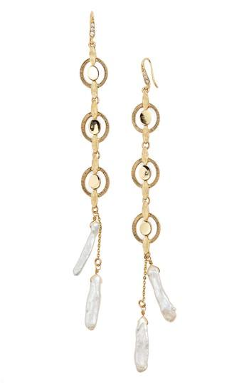 Women's Badgley Mischka Katie Freshwater Pearl Linear Drop Earrings
