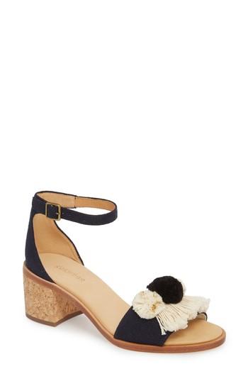 Women's Soludos Capri Pom Pom Heel Sandal M - Blue