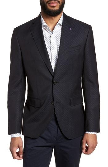 Men's Ted Baker London Roger Extra Slim Fit Print Wool Sport Coat R - Black