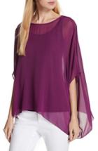 Women's Eileen Fisher Sheer Silk Georgette Top, Size - Purple