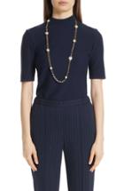 Women's St. John Collection Bird's Eye Luxe Sculpture Knit Top, Size - Blue