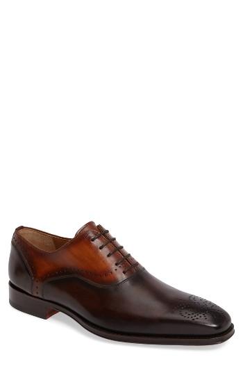 Men's Magnanni Preston Medallion Toe Oxford .5 M - Brown