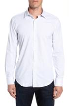 Men's Bugatchi Shaped Fit Windowpane Check Sport Shirt - Blue