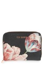 Women's Ted Baker London Joannaa Tranquility Print Leather Zip Coin Purse - Black