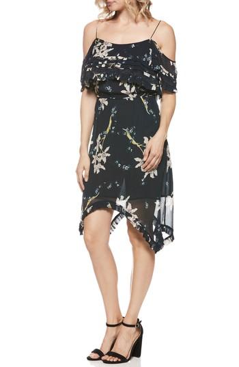 Women's Paige Sahar Cold Shoulder Flutter Silk Dress - Blue