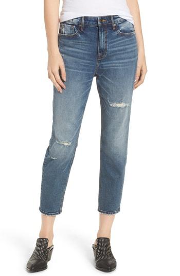 Women's A V Denim Friday Distressed Tapered Boyfriend Jeans - Blue