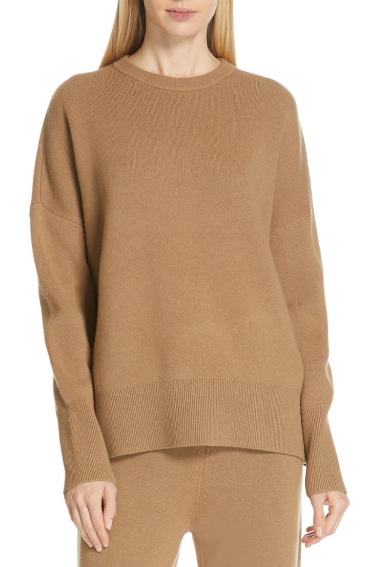 Women's Theory Relaxed Drop Shoulder Wool & Cashmere Sweater, Size - Beige
