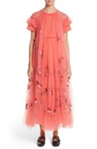 Women's Molly Goddard Doris Embroidered Tulle Dress - Coral