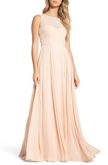 Women's Jenny Yoo Elizabeth Chiffon Gown - Burgundy