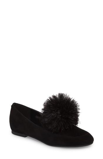 Women's Michael Michael Kors Fara Feather Pom Loafer M - Black