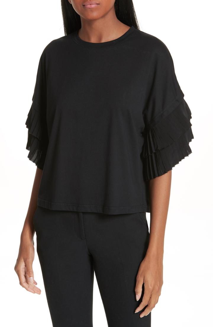 Women's Robert Rodriguez Giulia Pleated Sleeve Top - Black