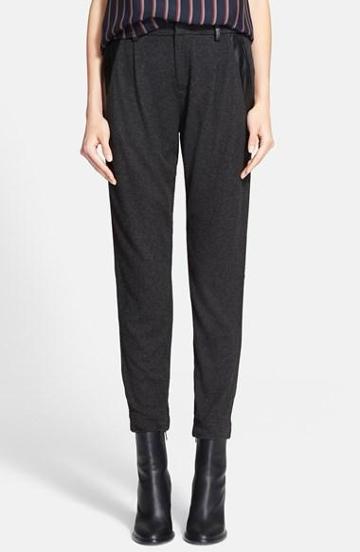 Vince Leather Trim Relaxed Trousers Womens Charcoal